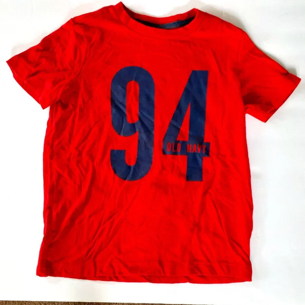 Old Navy Boys T-Shirt Red Short Sleeve Logo Size XS 5